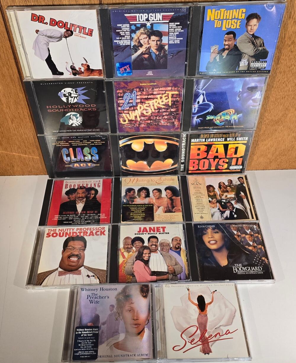 Movie Soundtrack CD Lot  Batman Top Gun Bodyguard Selena Space Jam Bad Boys